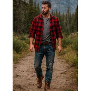 Polo Ralph Lauren Flannel Shirt Mens Size M Heavy Cotton Buffalo Plaid Cabincore